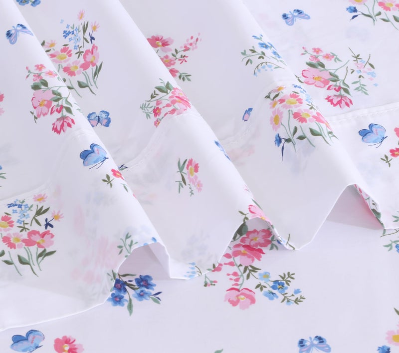 RUVANTI 100% Cotton King Size Sheets Set  4 Pieces  Soft & Breathable Percale Weave Bedding  Deep Pocket 16""  Hotel Standard  Crisp Cool Feel  Durable  Perfect Floral Bed Sheet  Funa Flora - Image 4